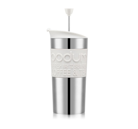 Travel Coffee Press Set 350ml Stainless Steel / White