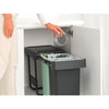 Sort & Go Built-In Waste Bin 2 x 15 litre - Dark Grey and Jade Green