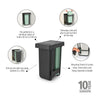 Sort & Go Built-In Waste Bin 2 x 30 litre - Dark Grey and Jade Green