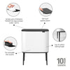 Bo Touch Bin 11 + 23 Litre - White