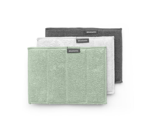 Microfiber Cleaning Pads, Set of 3 - Assorted (Dark Grey, Light Grey, Jade Green)