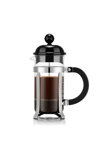 French press coffee maker with plastic lid, 3 cup, 0.35 l, 12 oz, stainless steel