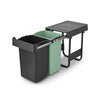 Sort & Go Built-In Waste Bin 2 x 15 litre - Dark Grey and Jade Green