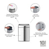 Touch Bin Rectangular 10 litre - Matt Steel Fingerprint Proof