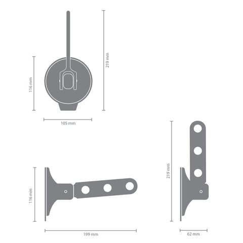 Clothes hook with Suction Cup - Light Grey