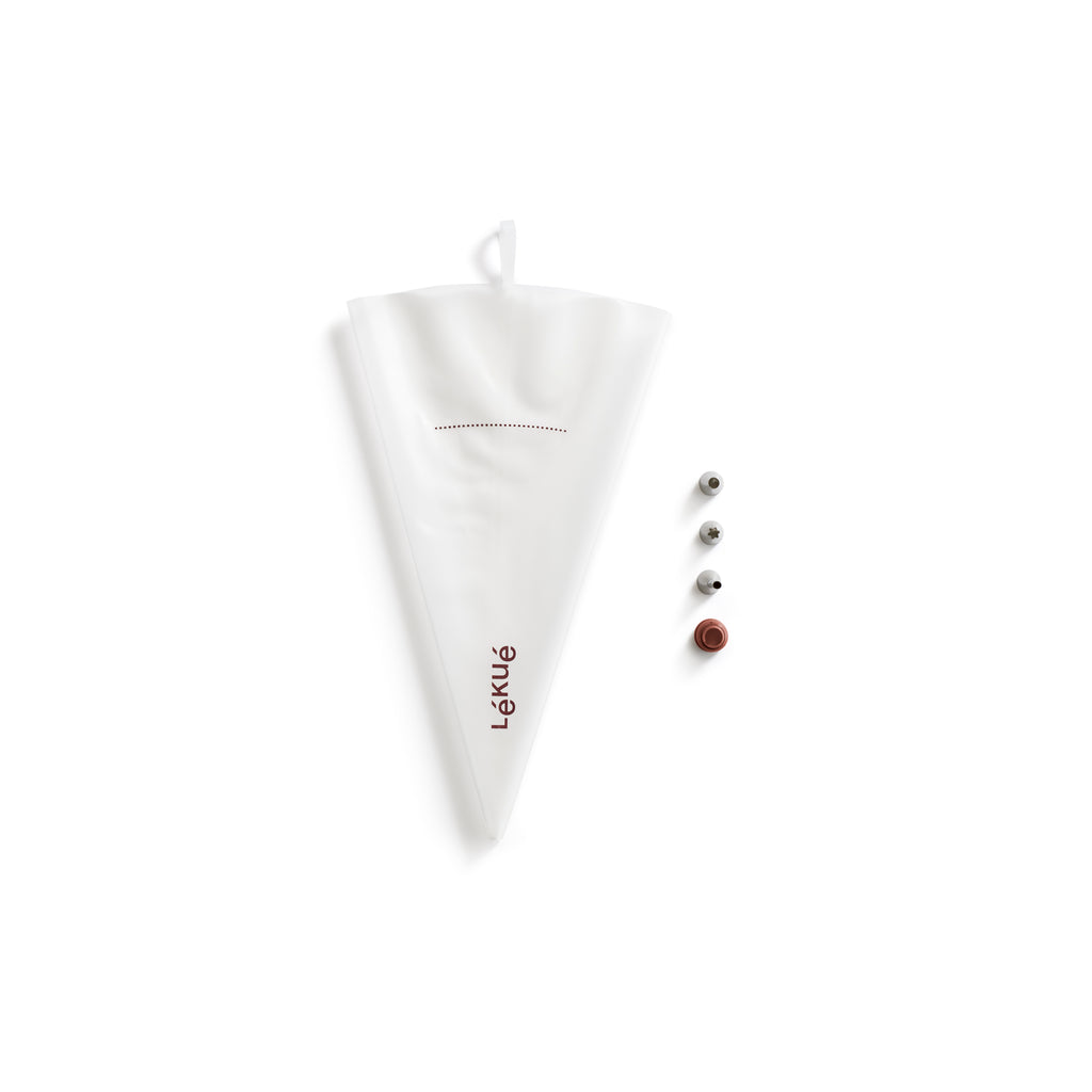 Reusable Piping Bag Set with 3 Nozzles - Transparent