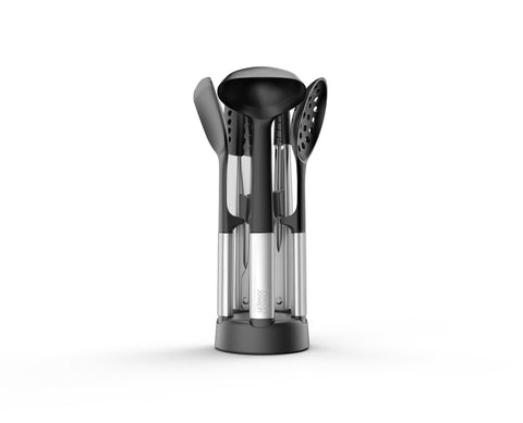 Elevate™ Fusion 5-piece Stainless-steel Utensil Set with Compact Stand