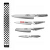 Global 4-Piece Knife Set with 30cm Magnetic Rack