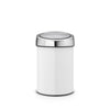 Touch Bin 3 litre - White with Brilliant Steel Lid