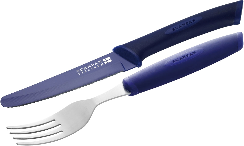 Spectrum Steak Knife & Fork Set - Purple