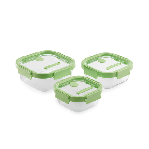 3pc Square Glass leakproof Containers
