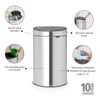 Touch Bin New Recycle 10 + 23 litre - Matt Steel Fingerprint Proof