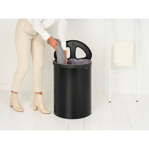 Laundry Bin 55 litre, Selector - Matt Black with Dark Grey Lid