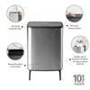 Bo Touch Bin Hi 60 litre - Matt Steel Fingerprint Proof