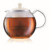 Assam Tea Press with Glass Handle and White Lid 1L