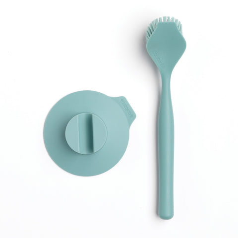 Dish Brush with Suction Cup Holder - Mint