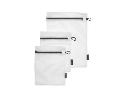 Wash Bags Set of 3 - White / Grey Zipper