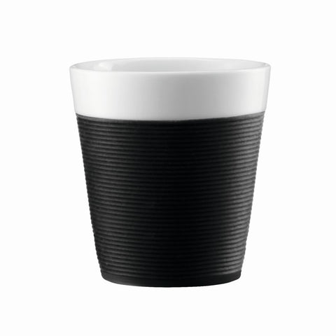 Bodum Canteen Double Wall Porcelain Mugs Cup, Silicone Sleeve