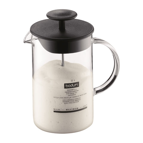 Latteo Milk Frother 250ml - Glass/Black