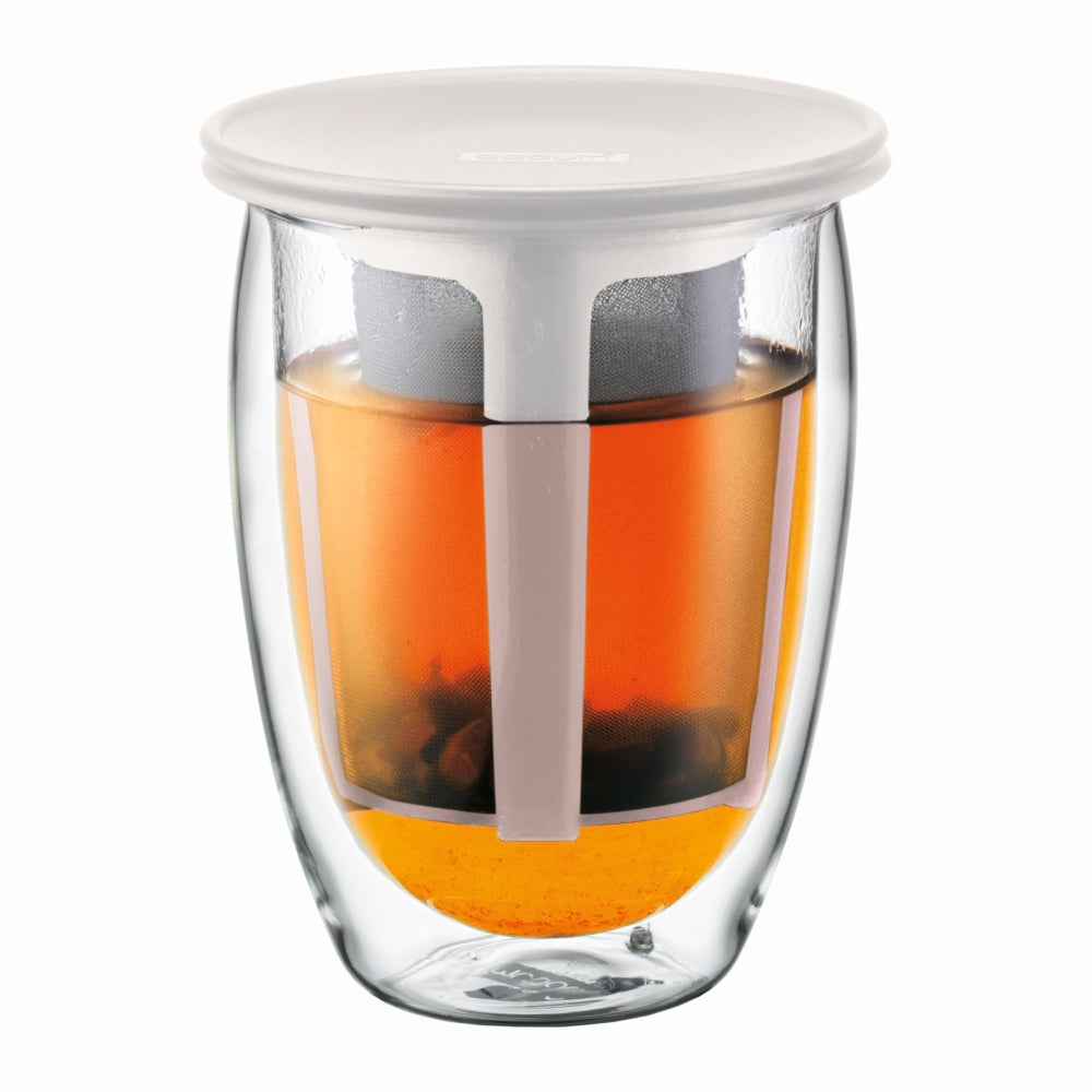 Tea for 1 Glass+Tea Strainer 350ml White