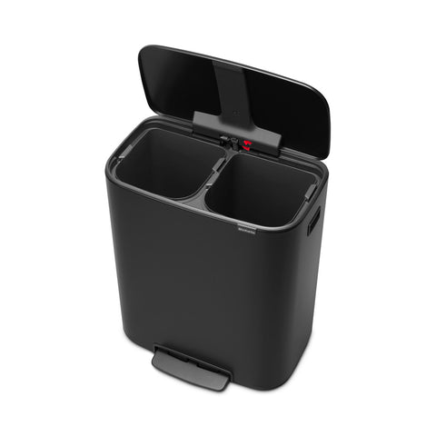 Bo Pedal Bin 2 x 30 litre - Matt Black