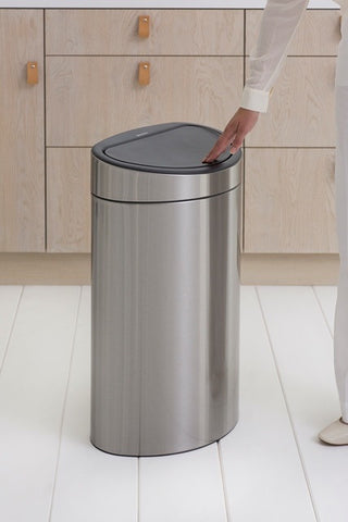 Touch Bin New 40 Litre - Fingerprint Proof Matt Steel