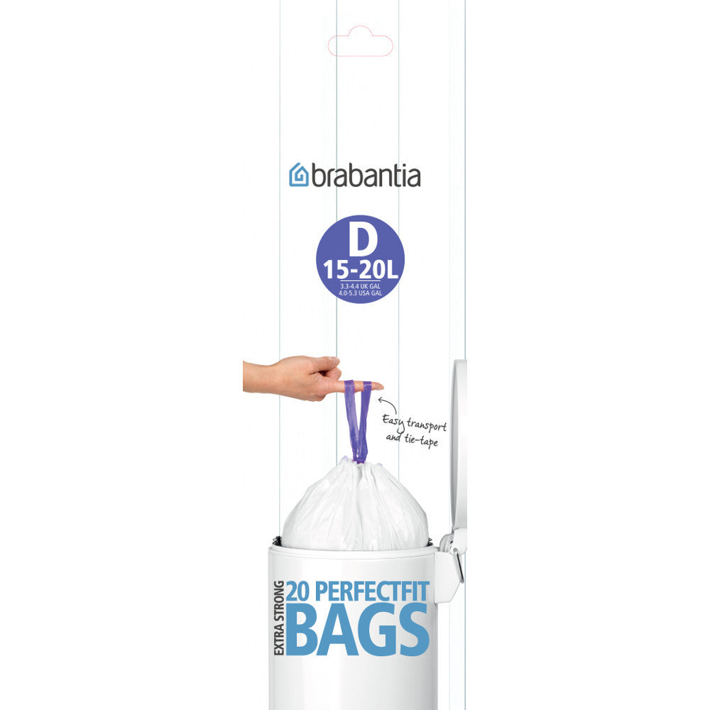 PerfectFit Bin Bags Code D (15-20 litre), Roll with 20 Bags