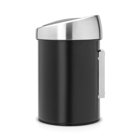 Touch Bin 3 litre - Matt Black with Matt Steel Lid