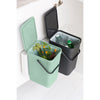 Sort & Go Built in Bin 2 x 16 litre - Dark Grey and Jade Green