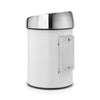 Touch Bin 3 litre - White with Brilliant Steel Lid